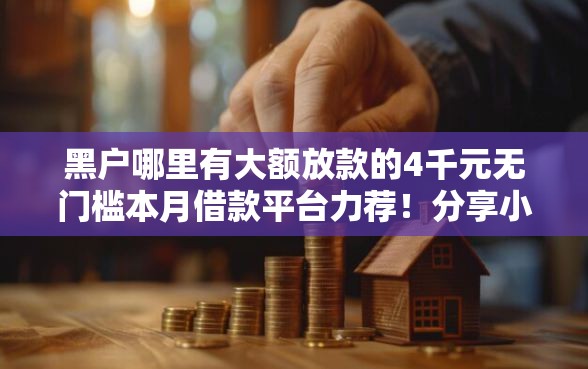 黑户哪里有大额放款的4千元无门槛本月借款平台力荐！分享小额网贷口子4千元无门槛借款