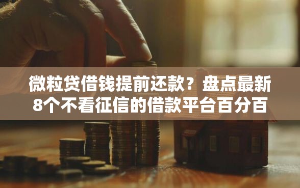 微粒贷借钱提前还款？盘点最新8个不看征信的借款平台百分百通过