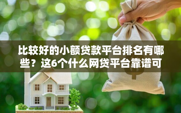 比较好的小额贷款平台排名有哪些？这6个什么网贷平台靠谱可以试试