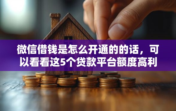 微信借钱是怎么开通的的话，可以看看这5个贷款平台额度高利息低