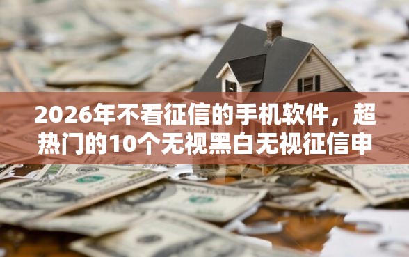 2026年不看征信的手机软件，超热门的10个无视黑白无视征信申请就下款的软件推荐