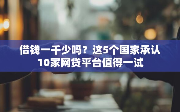 借钱一千少吗？这5个国家承认10家网贷平台值得一试