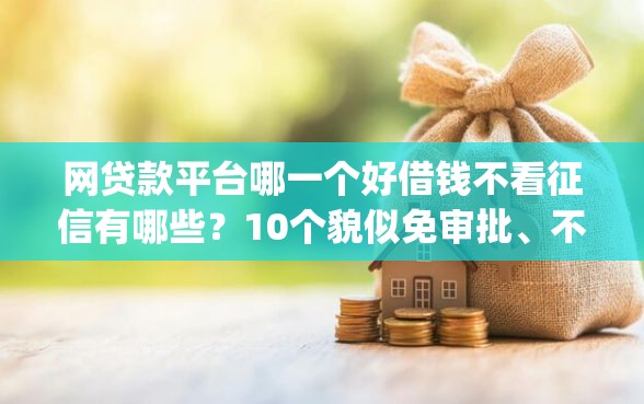 网贷款平台哪一个好借钱不看征信有哪些？10个貌似免审批、不看征信的借钱app合集