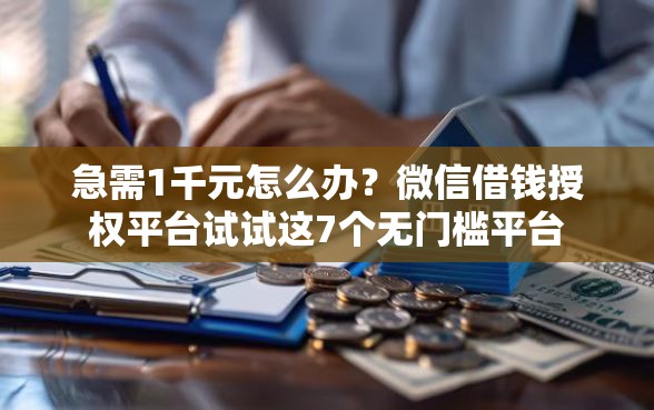 急需1千元怎么办？微信借钱授权平台试试这7个无门槛平台