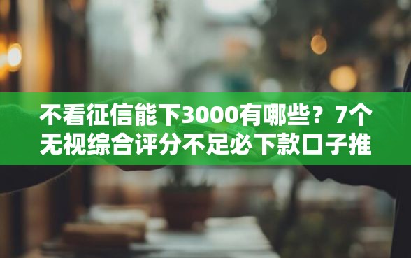 不看征信能下3000有哪些？7个无视综合评分不足必下款口子推荐给你