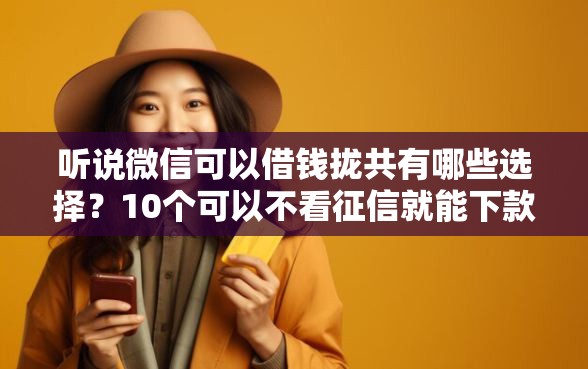 听说微信可以借钱拢共有哪些选择？10个可以不看征信就能下款的软件详解