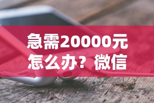急需20000元怎么办？微信怎么怎么借钱试试这8个无门槛平台