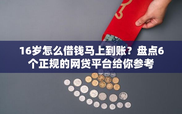 16岁怎么借钱马上到账？盘点6个正规的网贷平台给你参考