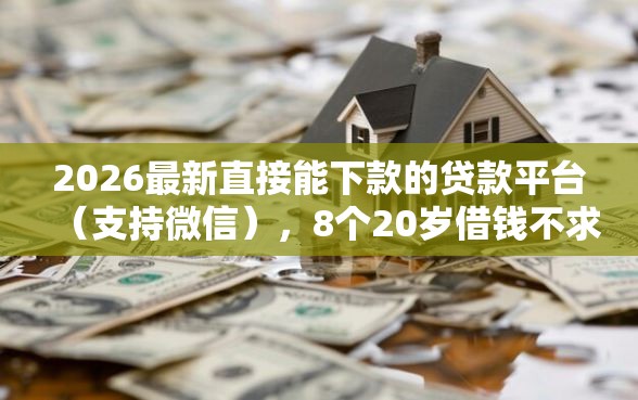 2026最新直接能下款的贷款平台（支持微信），8个20岁借钱不求征信速借平台无私分享