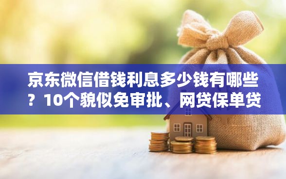 京东微信借钱利息多少钱有哪些？10个貌似免审批、网贷保单贷最好的平台合集
