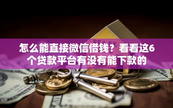 怎么能直接微信借钱？看看这6个贷款平台有没有能下款的