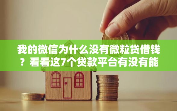 我的微信为什么没有微粒贷借钱？看看这7个贷款平台有没有能下款的