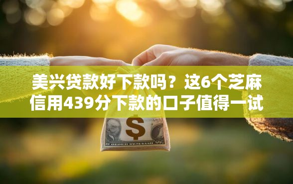 美兴贷款好下款吗？这6个芝麻信用439分下款的口子值得一试