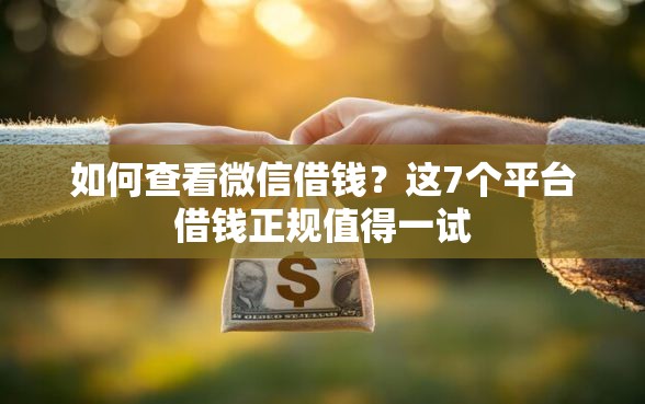 如何查看微信借钱？这7个平台借钱正规值得一试