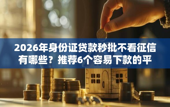2026年身份证贷款秒批不看征信有哪些？推荐6个容易下款的平台