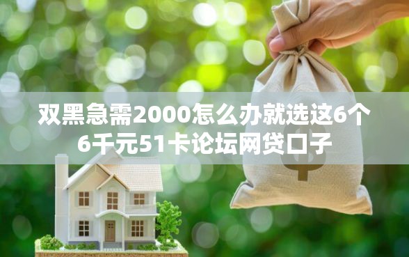 双黑急需2000怎么办就选这6个6千元51卡论坛网贷口子