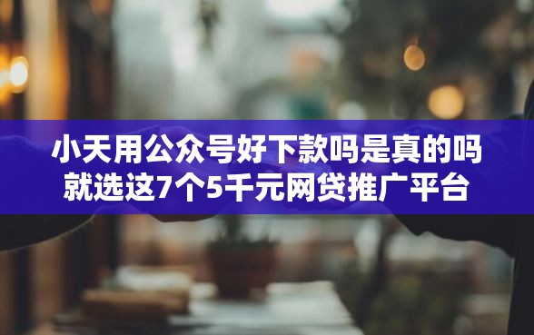 小天用公众号好下款吗是真的吗就选这7个5千元网贷推广平台