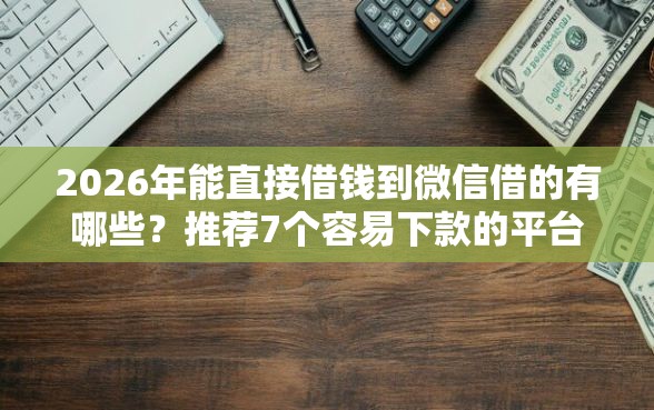 2026年能直接借钱到微信借的有哪些？推荐7个容易下款的平台
