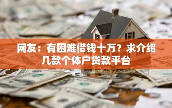 网友：有困难借钱十万？求介绍几款个体户贷款平台