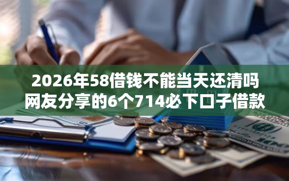 2026年58借钱不能当天还清吗网友分享的6个714必下口子借款平台我觉得不错！