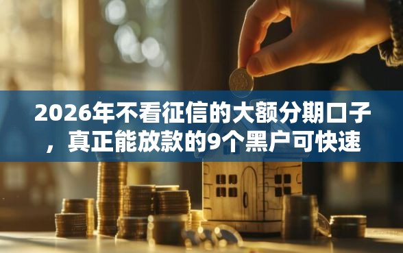 2026年不看征信的大额分期口子，真正能放款的9个黑户可快速办理小额贷款业务的软件推荐