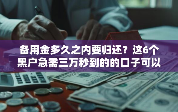 备用金多久之内要归还？这6个黑户急需三万秒到的的口子可以试试
