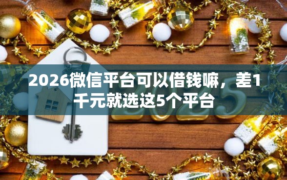 2026微信平台可以借钱嘛，差1千元就选这5个平台