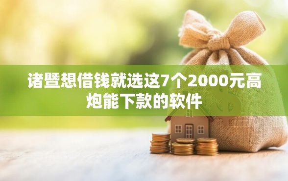 诸暨想借钱就选这7个2000元高炮能下款的软件