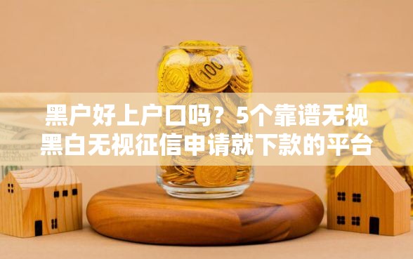 黑户好上户口吗?5个靠谱无视黑白无视征信申请就下款的平台推荐 黑户好上户口吗?5个靠谱无视黑白无视征信申请就下款的平台推荐