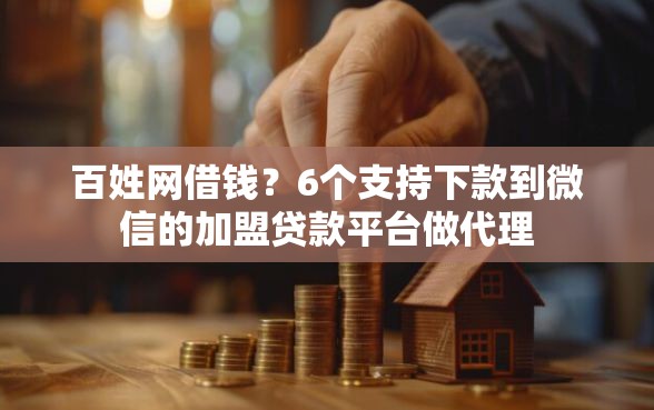 百姓网借钱?6个支持下款到微信的加盟贷款平台做代理 百姓网借钱?6个支持下款到微信的加盟贷款平台做代理