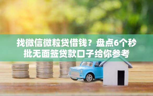 找微信微粒贷借钱？盘点6个秒批无面签贷款口子给你参考