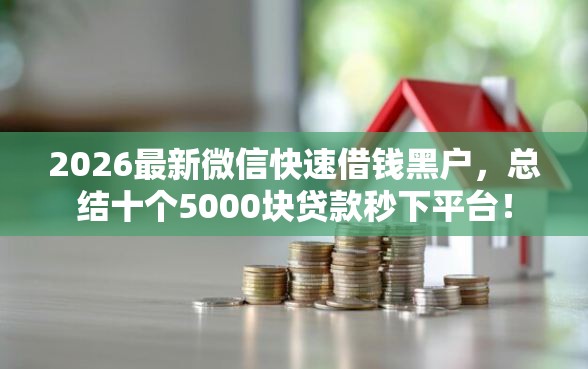 2026最新微信快速借钱黑户，总结十个5000块贷款秒下平台！