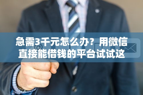 急需3千元怎么办？用微信直接能借钱的平台试试这6个无门槛平台