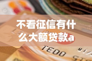 不看征信有什么大额贷款app？这6个714贷款平台可以试试