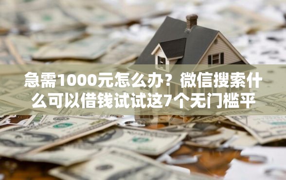 急需1000元怎么办？微信搜索什么可以借钱试试这7个无门槛平台