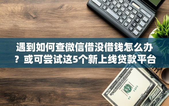 遇到如何查微信借没借钱怎么办？或可尝试这5个新上线贷款平台门槛低软件
