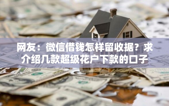 网友：微信借钱怎样留收据？求介绍几款超级花户下款的口子