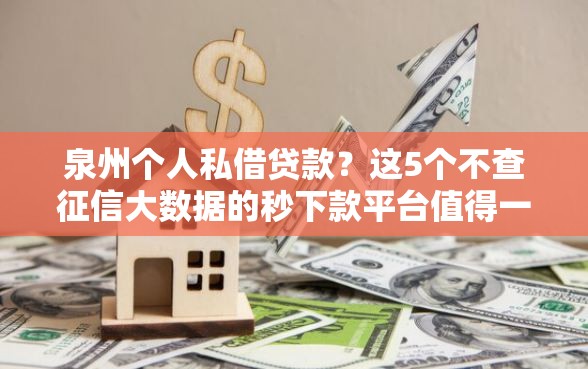 泉州个人私借贷款？这5个不查征信大数据的秒下款平台值得一试