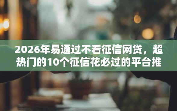 2026年易通过不看征信网贷，超热门的10个征信花必过的平台推荐