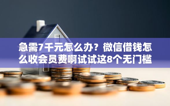 急需7千元怎么办？微信借钱怎么收会员费啊试试这8个无门槛平台