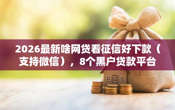 2026最新啥网贷看征信好下款（支持微信），8个黑户贷款平台无私分享