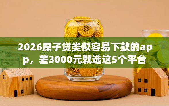 2026原子贷类似容易下款的app，差3000元就选这5个平台