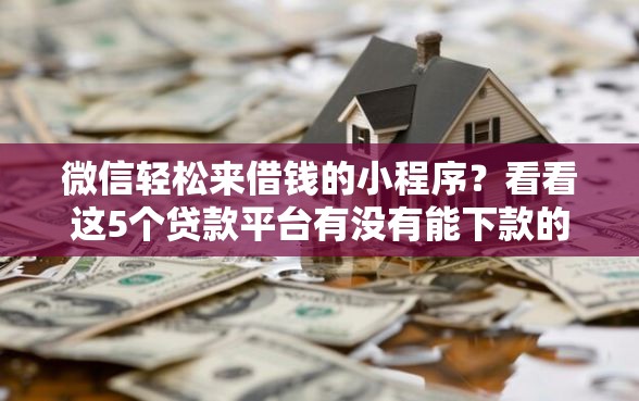 微信轻松来借钱的小程序？看看这5个贷款平台有没有能下款的