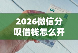 2026微信分呗借钱怎么开通的，差10000元就选这7个平台