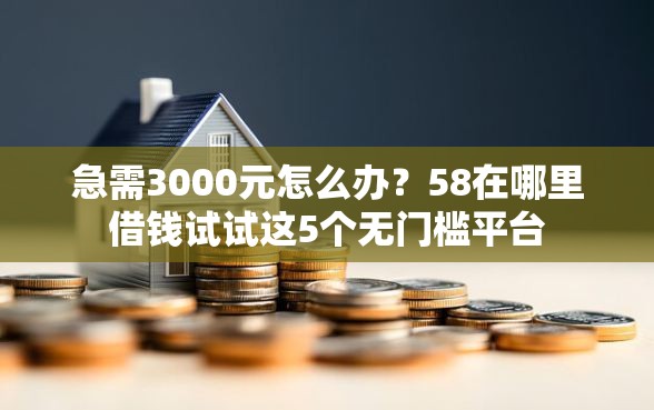 急需3000元怎么办？58在哪里借钱试试这5个无门槛平台