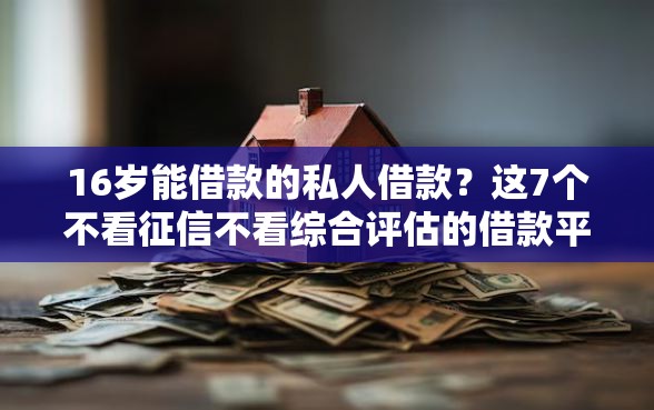 16岁能借款的私人借款？这7个不看征信不看综合评估的借款平台值得一试