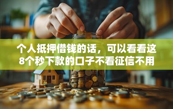 个人抵押借钱的话，可以看看这8个秒下款的口子不看征信不用信用卡