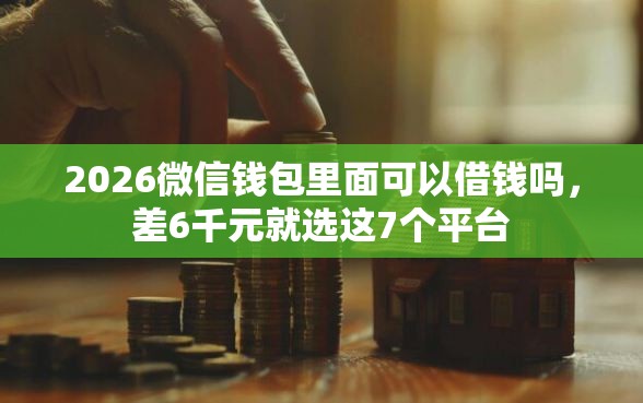 2026微信钱包里面可以借钱吗，差6千元就选这7个平台