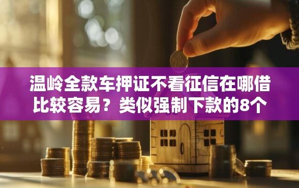 温岭全款车押证不看征信在哪借比较容易？类似强制下款的8个口子参考