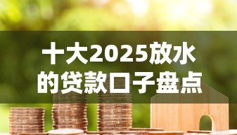十大2025放水的贷款口子盘点，解决类似闪电借款的口子的问题